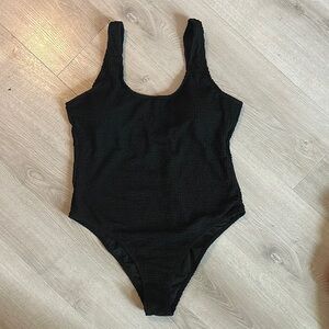 Black ribbed One-Piece Swimsuit